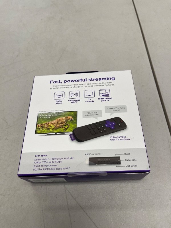 Photo 1 of Roku Streaming Stick 4K - HDR & Dolby Vision Roku Streaming Device for TV with Voice Remote & Long-Range Wi-Fi - Free & Live TV