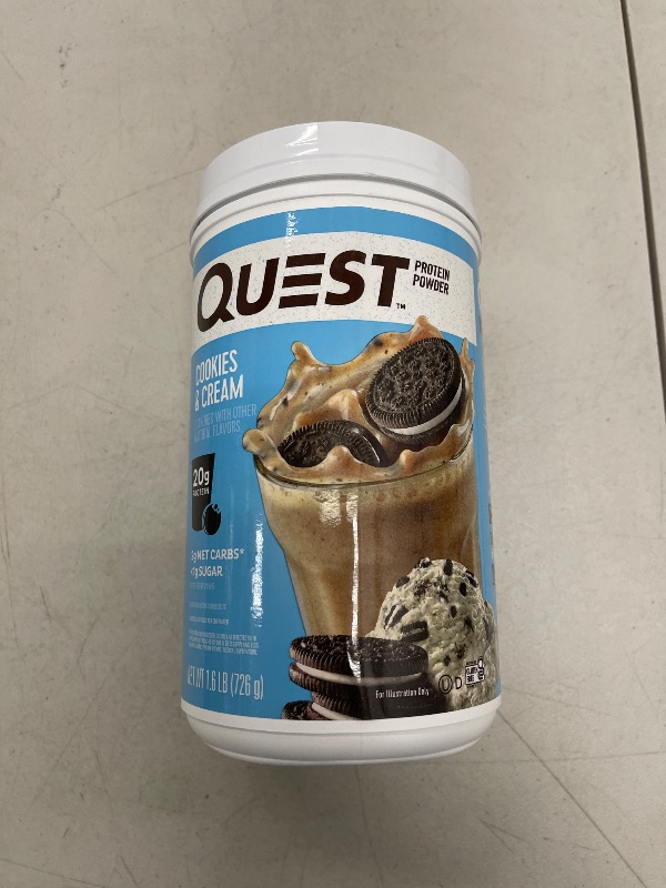 Photo 1 of Quest Nutrition Cookies & Cream Protein Powder, 20g Protein, 1g Sugar, Low Carb, Gluten Free, 1.6 Pound, 24 Servings