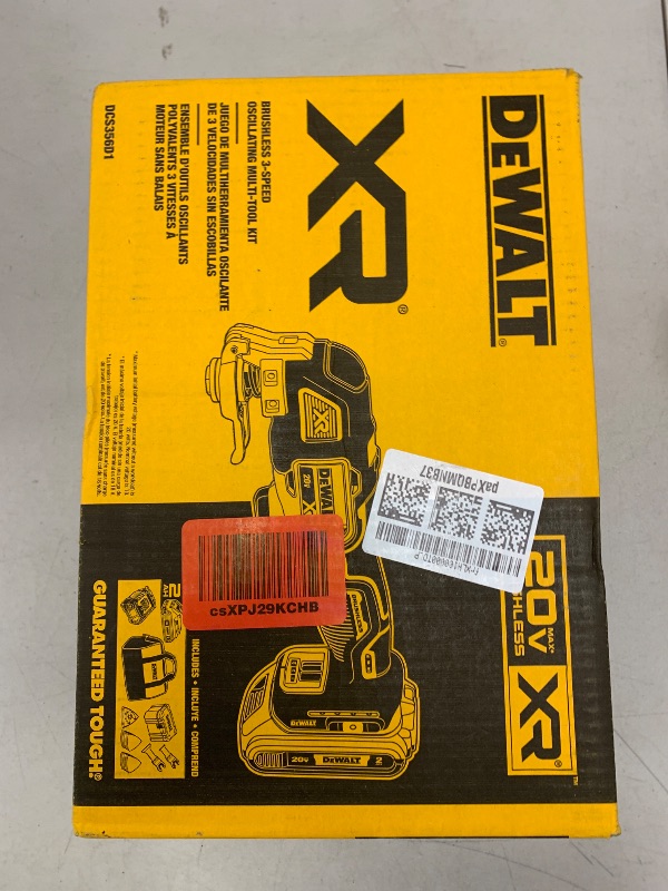 Photo 1 of DEWALT 20V MAX XR Oscillating Multi-Tool Kit, Oscillating Tool Accessories, Cordless, 3-Speed, Quick Blade Change, Sand Paper, Blades, Battery and Charger Included (DCS356D1)