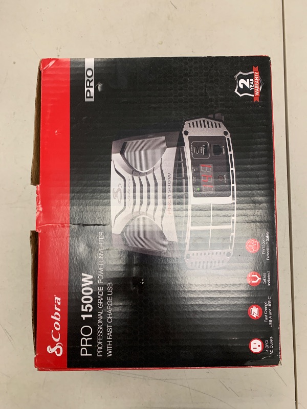 Photo 1 of Cobra PRO 1500W Professional Grade Power Inverter, Portable – 1500-Watt Car Charger, 4 Grounded AC Outlets, 2 Fast Charge USB Ports and Remote Controller (CPIALCDG1) Compatible