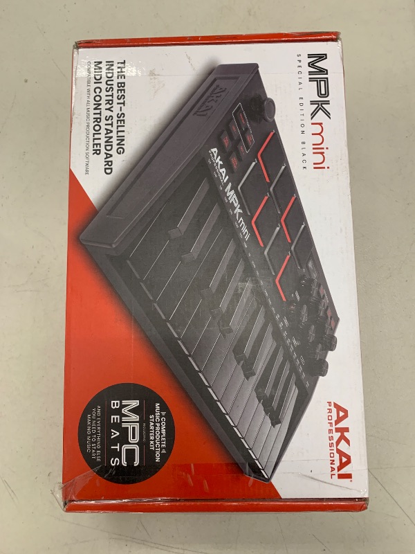 Photo 1 of Akai Professional MPK Mini MK3 - 25 Key USB MIDI Keyboard Controller With 8 Backlit Drum Pads, 8 Knobs, Music Production Software and Native Instruments Sound Package (NKS Integration), Black