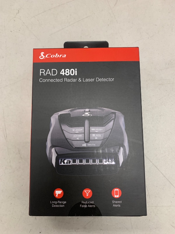 Photo 1 of Cobra RAD 480i Laser Radar Detector – Long Range Detection, Bluetooth, Apple CarPlay and Android Auto Compatible, LaserEye Front and Rear Detection, Digital Signal Processing, Black