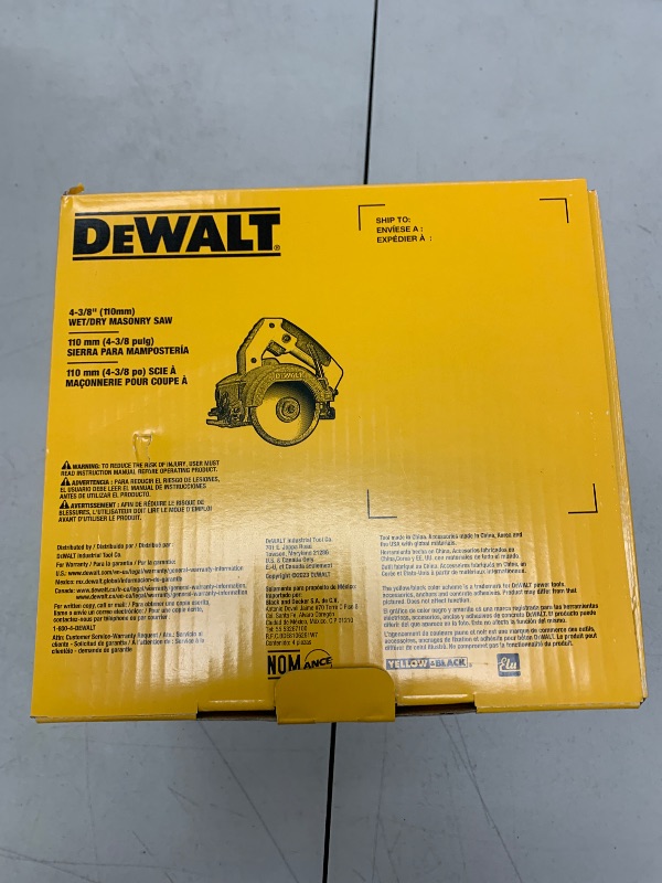 Photo 1 of DEWALT Wet Tile Saw, Masonry, 4-3/8-Inch (DWC860W)