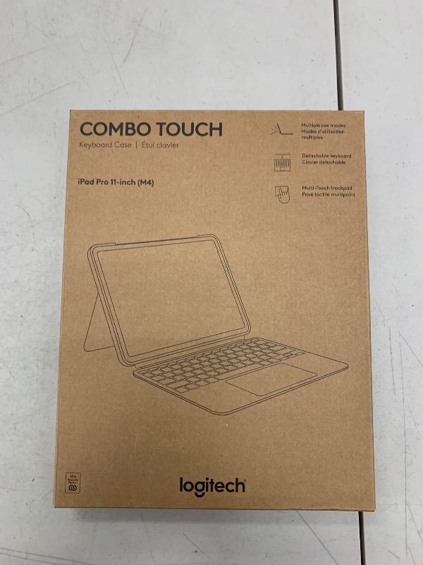Photo 1 of Logitech Combo Touch iPad Pro 11-inch (M4)(2024) Keyboard Case - Detachable Backlit Keyboard for iPad Pro 11, Kickstand, Multi-use Mode - Midnight Black