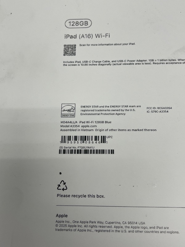 Photo 1 of Apple iPad 11-inch: A16 chip, 11-inch Model, Liquid Retina Display, 128GB, Wi-Fi 6, 12MP Front/12MP Back Camera, Touch ID, All-Day Battery Life — Blue