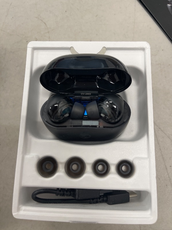 Photo 1 of Skullcandy Rail ANC Wireless Earbuds, Bluetooth Headphones, Active Noise Cancelling, Up to 38 Hours Battery, Microphone for iPhone Android, Customizable via Skull-iQ App - True Black
