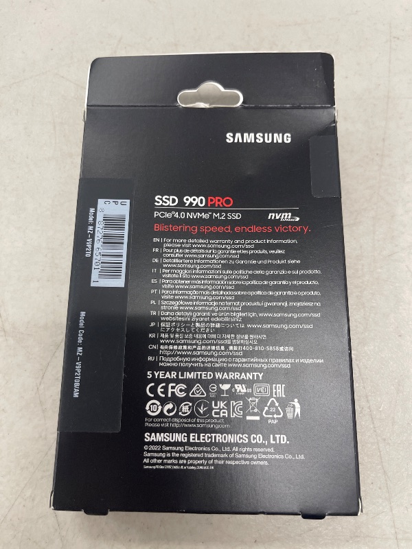 Photo 1 of Samsung 990 PRO SSD NVMe M.2 PCIe Gen4, M.2 2280 Internal Solid State Hard Drive, Seq. Read Speeds Up to 7,450 MB/s for High End Computing, Gaming, and Heavy Duty Workstations, MZ-V9P2T0B/AM