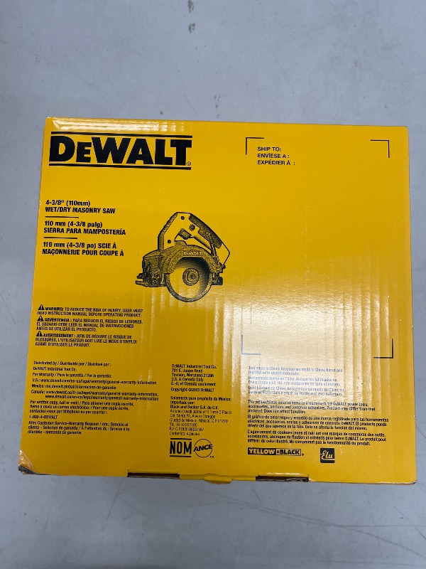 Photo 1 of DEWALT Wet Tile Saw, Masonry, 4-3/8-Inch (DWC860W)