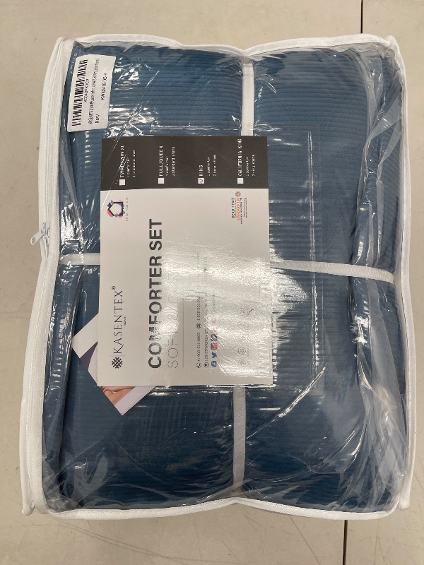 Photo 1 of KASENTEX King Size omforter Set,Fluffy Corduroy Comforter,3 Pieces Down Alternative Warm Duvet Insert with Soft Brushed Microfiber Reverse, Cozy Bedding Sets Box Stitched for All-Seaso, Navy Blue