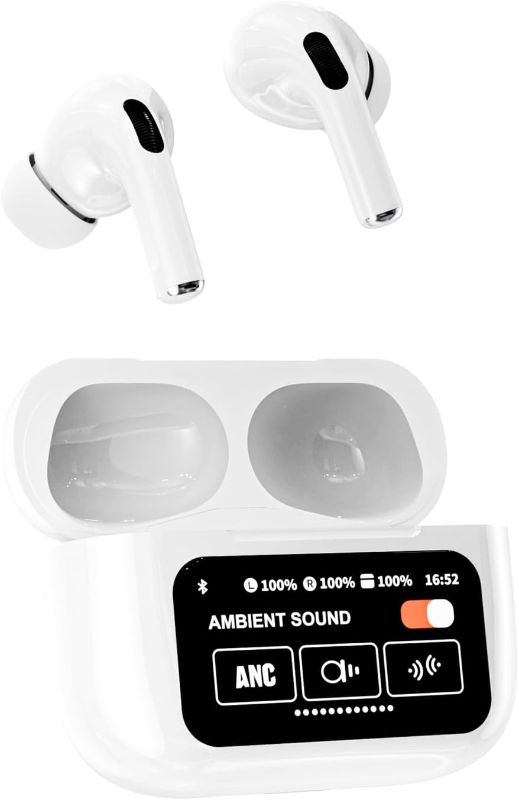 Photo 1 of A9Pro White in Ear Multi Functional Touch Screen Wireless Bluetooth Earphones Compatible with Dual System 5.4 Bluetooth IPX4 Waterproof (White)
