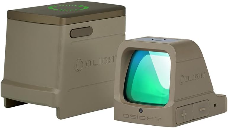 Photo 1 of OLIGHT Osight 3 MOA Rechargeable Dot Open Reflex Sight with Charging Cover, Tactical Parallax-Free Sights, Picatinny Mount Compatible - Green/Red Dot Options

