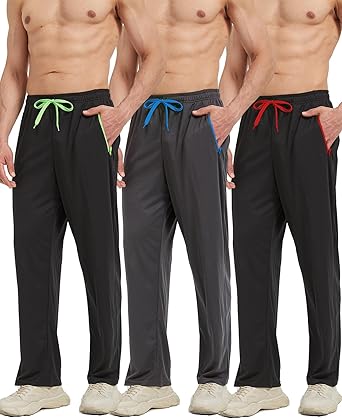Photo 1 of Men’s Athletic Pants with Zipper Pockets Open Bottom Lightweight Sweatpants, for Workout, Running, Gym, Training SIZE MEDIUM