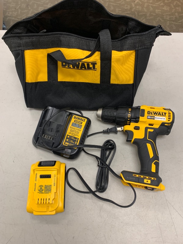 Photo 1 of DEWALT 20V MAX Cordless Drill Driver, 1/2 Inch, 2 Speed, XR 2.0 Ah Battery and Charger Included (DCD777D1)
