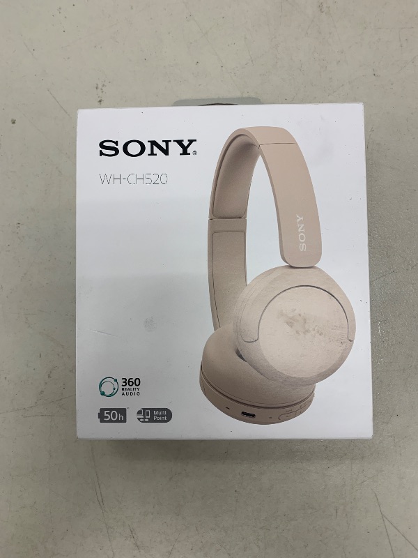 Photo 1 of Sony WH-CH520 Best Wireless Bluetooth On-Ear Headphones with Microphone for Calls and Voice Control, Up to 50 Hours Battery Life with Quick Charge Function, Includes USB-C Charging Cable - Beige