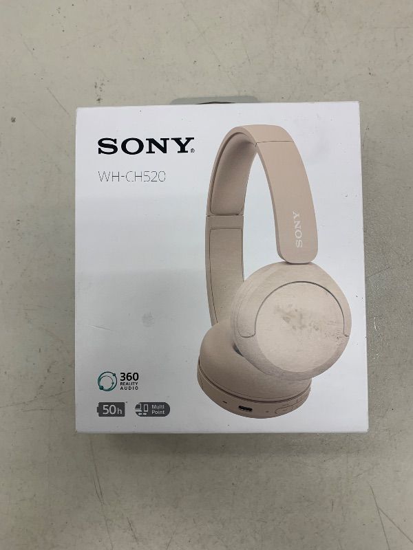 Photo 1 of Sony WH-CH520 Best Wireless Bluetooth On-Ear Headphones with Microphone for Calls and Voice Control, Up to 50 Hours Battery Life with Quick Charge Function, Includes USB-C Charging Cable - Beige