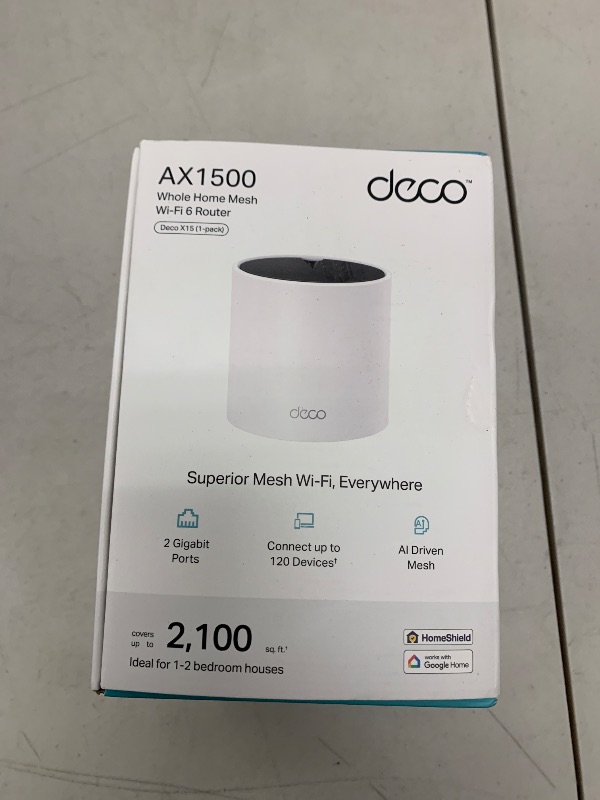 Photo 1 of TP-Link Deco X15 Dual-Band AX1500 WiFi 6 Mesh Wi-Fi System | Replaces Routers and Extenders | Covers up to 2,100 sq.ft. | 2 Gigabit Ports per Unit, Supports Ethernet Backhaul, 1-Pack
