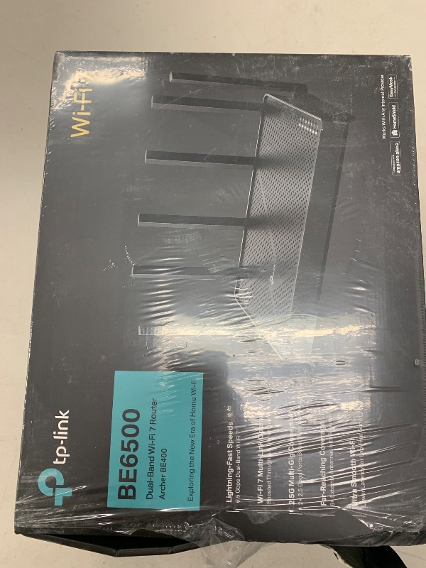 Photo 1 of TP-Link Archer BE6500 Dual-Band Wi-Fi 7 Router (Archer BE400) | Dual 2.5 Gbps Ports USB 3.0 | Covers up to 2,400 Sq. ft and 90 Devices | Quad-core CPU| HomeShield, Private IoT, Free Expert Support