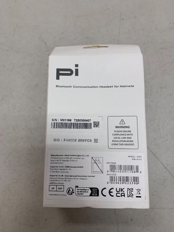 Photo 1 of Sena pi, Universal Bluetooth Intercom Headset, Fits Most Cycling and Multi-Sport Helmets