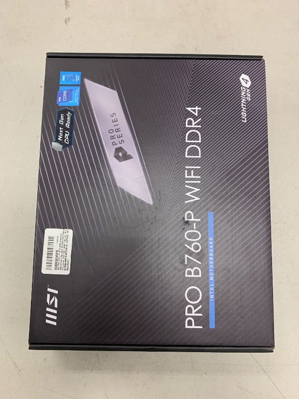 Photo 1 of MSI PRO B760-P WiFi DDR4 ProSeries Motherboard (Supports 12th/13th/14th Gen Intel Processors, LGA 1700, DDR4, PCIe 4.0, M.2, 2.5Gbps LAN, USB 3.2 Gen2, HDMI/DP, Wi-Fi 6E, Bluetooth 5.3, ATX)