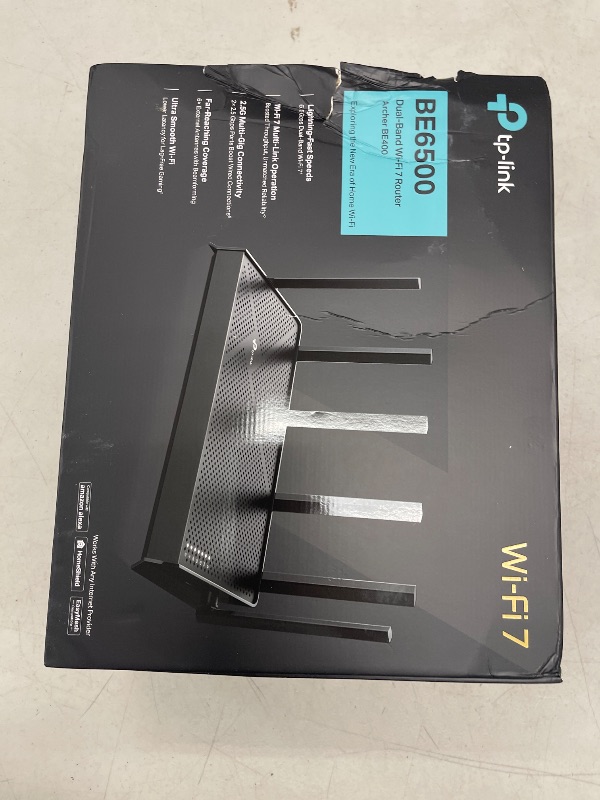Photo 1 of TP-Link Archer BE6500 Dual-Band Wi-Fi 7 Router (Archer BE400) | Dual 2.5 Gbps Ports USB 3.0 | Covers up to 2,400 Sq. ft and 90 Devices | Quad-core CPU| HomeShield, Private IoT, Free Expert Support