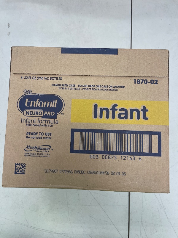 Photo 1 of Enfamil NeuroPro Baby Formula, MFGM* 5-Year Benefit, Expert-Recommended Brain-Building Omega-3 DHA, Exclusive Immune Supporting HuMO6 Blend, Ready-to-Feed Infant Formula, Liquid, 32 Fl Oz (6 Count)