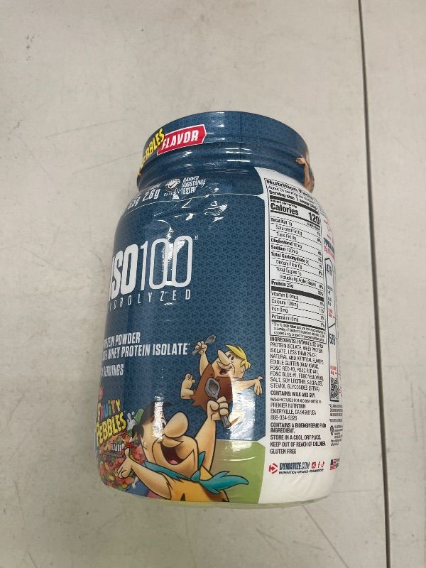 Photo 1 of Dymatize ISO 100 Hydrolyzed Protein Powder Fruity Pebbles 24 Servings 25.7 Oz

