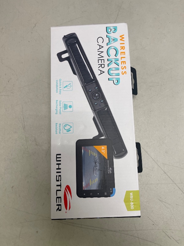 Photo 1 of Whistler Backup Camera, 4.3" LCD Monitor, IP65 Weather Resistant, Solar Charging, No Hardwire, 110° Wide Rear View with LED Lights, Backup Assist Grid Lines