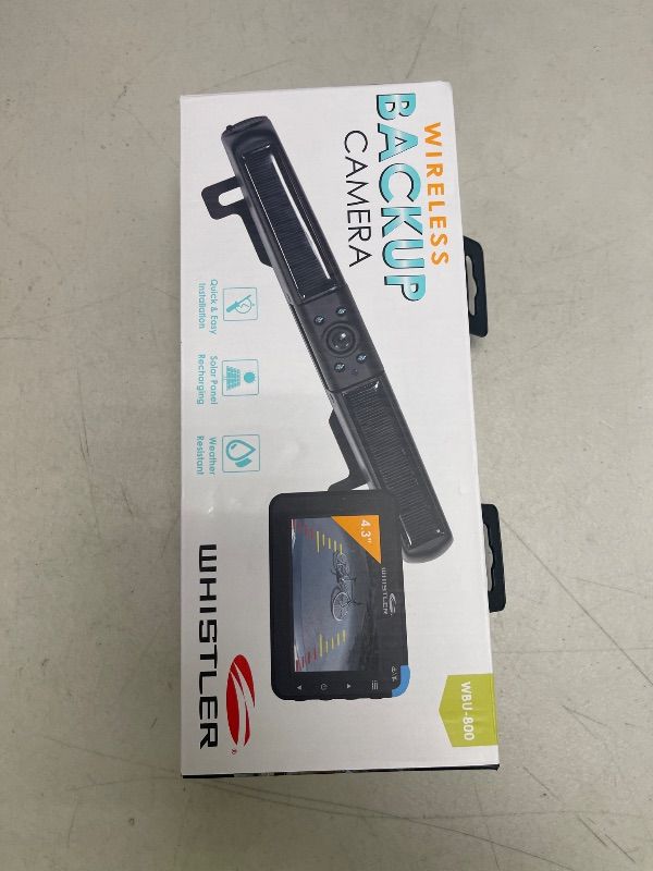 Photo 1 of Whistler Backup Camera, 4.3" LCD Monitor, IP65 Weather Resistant, Solar Charging, No Hardwire, 110° Wide Rear View with LED Lights, Backup Assist Grid Lines