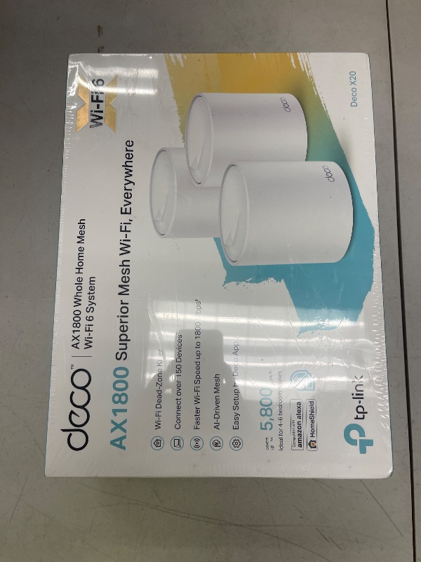 Photo 1 of TP-Link Deco WiFi 6 Mesh System(Deco X20) - Covers up to 5800 Sq.Ft, Replaces Wireless Routers and Extenders(3-Pack, 6 Ethernet Ports in Total, Supports Wired Ethernet Backhaul)