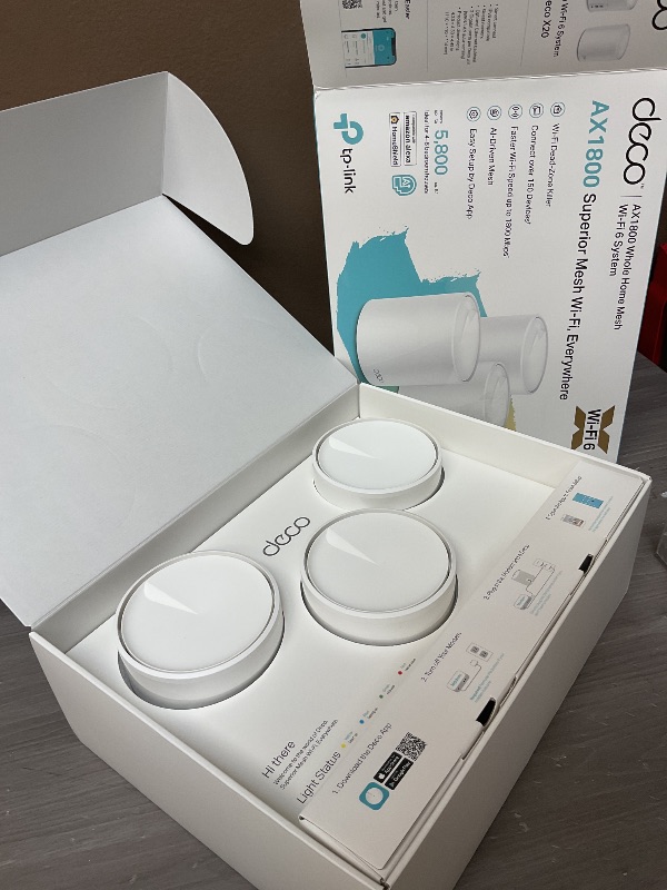 Photo 1 of TP-Link Deco WiFi 6 Mesh System(Deco X20) - Covers up to 5800 Sq.Ft, Replaces Wireless Routers and Extenders(3-Pack, 6 Ethernet Ports in Total, Supports Wired Ethernet Backhaul)