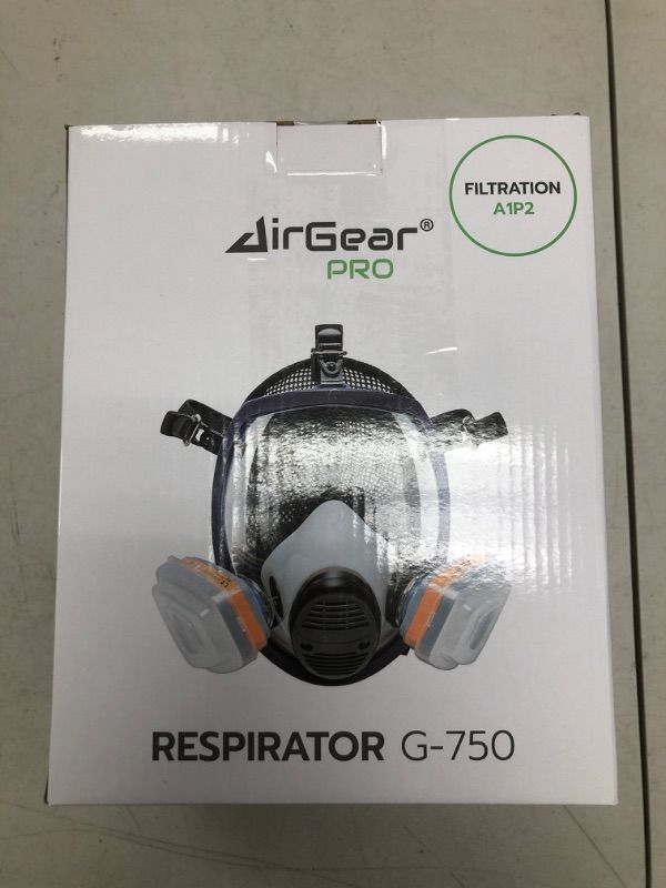 Photo 1 of AirGearPro G-750 Respirator Full Face Mask with A1P2 Filters Anti-Gas, Anti-Dust | Gas Mask Ideal for Painting, Woodworking, Construction, Sanding, Spraying, Chemicals, DIY etc