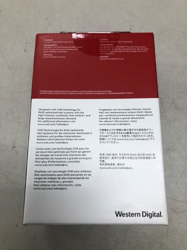 Photo 1 of Western Digital 6TB WD Red Pro NAS Internal Hard Drive HDD - 7200 RPM, SATA 6 Gb/s, CMR, 256 MB Cache, 3.5" - WD6005FFBX
