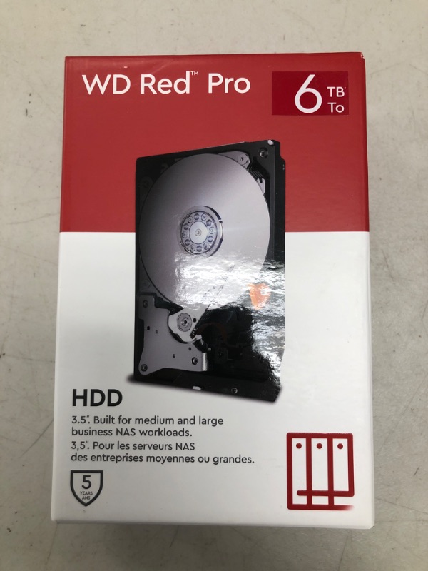 Photo 1 of Western Digital 6TB WD Red Pro NAS Internal Hard Drive HDD - 7200 RPM, SATA 6 Gb/s, CMR, 256 MB Cache, 3.5" - WD6005FFBX