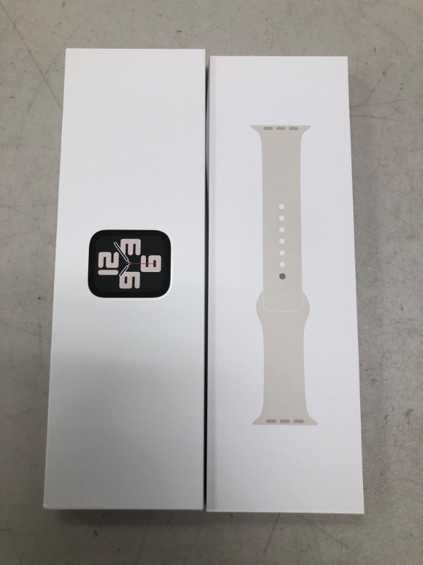 Photo 1 of Apple Watch SE (2nd Gen) [GPS 44mm] Smartwatch with Starlight Aluminum Case with Starlight Sport Band M/L. Fitness and Sleep Trackers, Crash Detection, Heart Rate Monitor, Retina Display