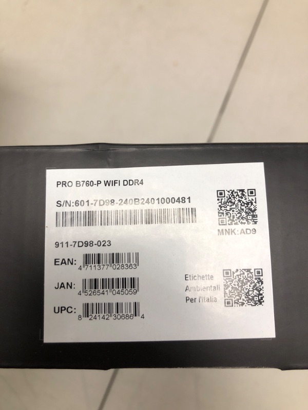 Photo 1 of MSI PRO B760-P WiFi DDR4 ProSeries Motherboard (Supports 12th/13th/14th Gen Intel Processors, LGA 1700, DDR4, PCIe 4.0, M.2, 2.5Gbps LAN, USB 3.2 Gen2, HDMI/DP, Wi-Fi 6E, Bluetooth 5.3, ATX)