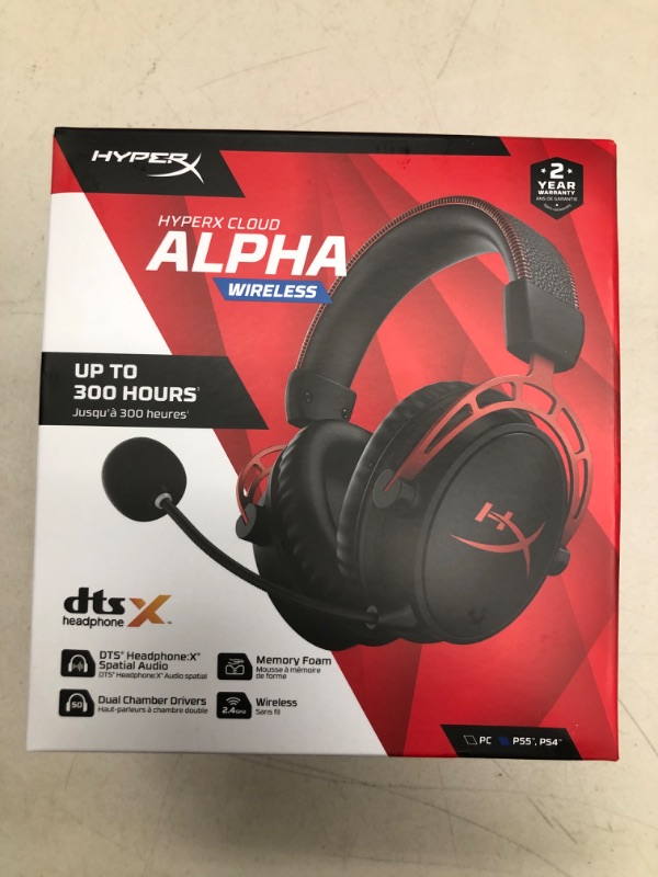 Photo 1 of HyperX Cloud Alpha Wireless - Gaming Headset for PC, 300-hour battery life, DTS Headphone:X Spatial Audio, Memory foam, Dual Chamber Drivers, Noise-canceling mic, Durable aluminum frame,Red