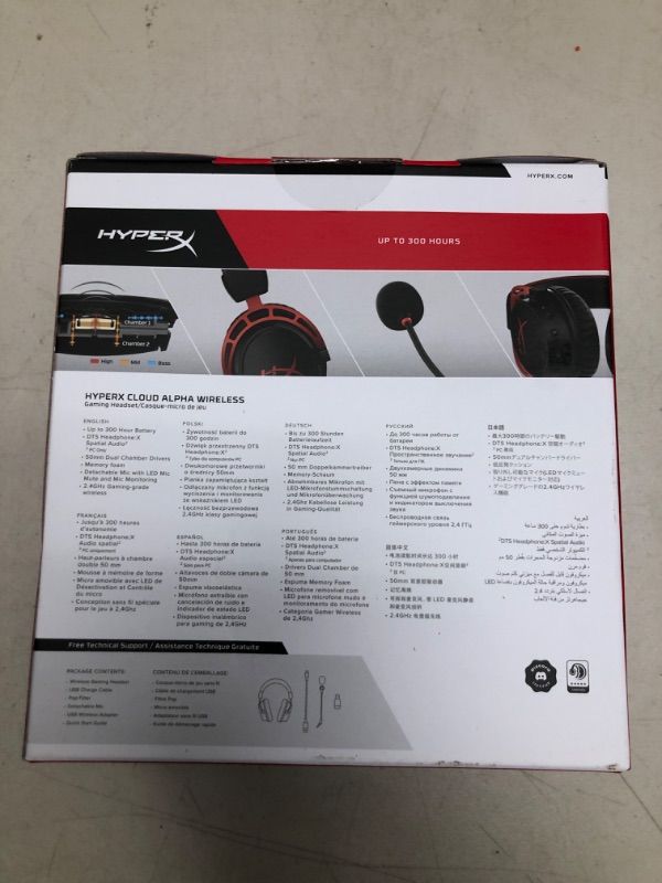 Photo 1 of HyperX Cloud Alpha Wireless - Gaming Headset for PC, 300-hour battery life, DTS Headphone:X Spatial Audio, Memory foam, Dual Chamber Drivers, Noise-canceling mic, Durable aluminum frame,Red