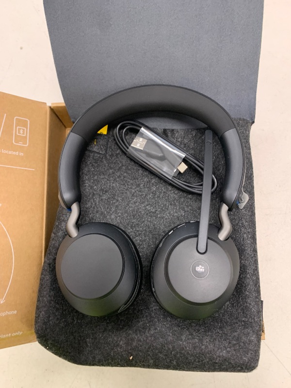 Photo 1 of Jabra Evolve2 65 MS Wireless Headphones with Link380c, Stereo, Black – Wireless Bluetooth Headset for Calls and Music, 37 Hours of Battery Life, Passive Noise Cancelling Headphones