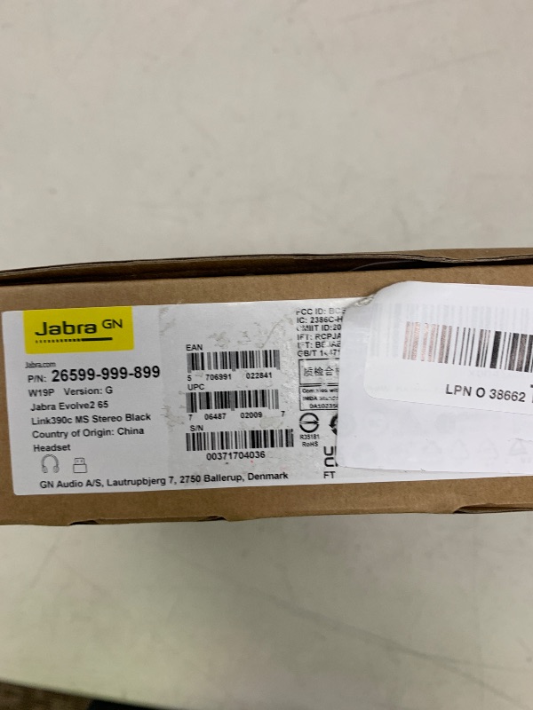 Photo 1 of Jabra Evolve2 65 MS Wireless Headphones with Link380c, Stereo, Black – Wireless Bluetooth Headset for Calls and Music, 37 Hours of Battery Life, Passive Noise Cancelling Headphones