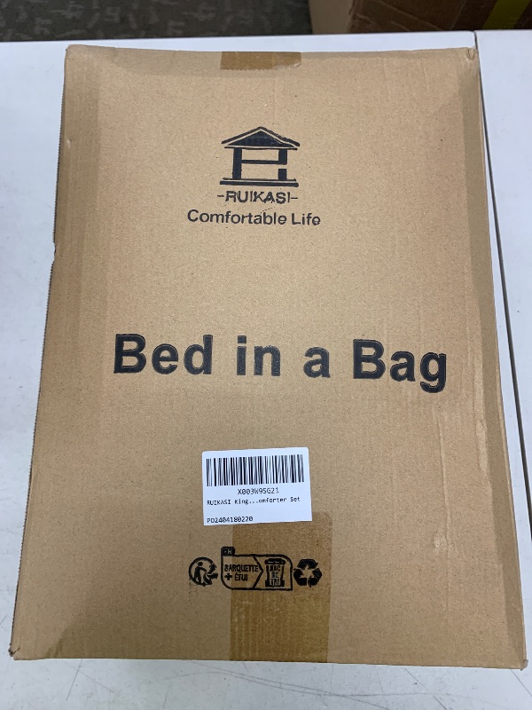 Photo 1 of RUIKASI King Size Comforter Set - 7 Pieces Bed in a Bag Dark Grey All Season King Bedding Set with Comforter, Pillow Shams, Flat Sheet, Fitted Sheet and Pillowcases