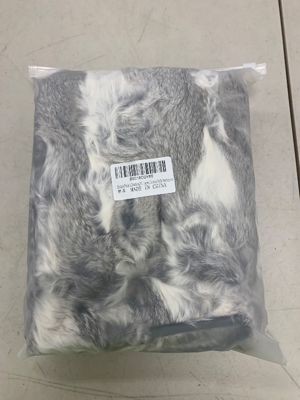 Photo 1 of Entua Natural Fur Throw Pillow Covers Soft Real Rabbit Fur Pillow Cover with Zipper Gray White Fluffy Home Decor Pillowcase for Couch Sofa Living Room 18x18