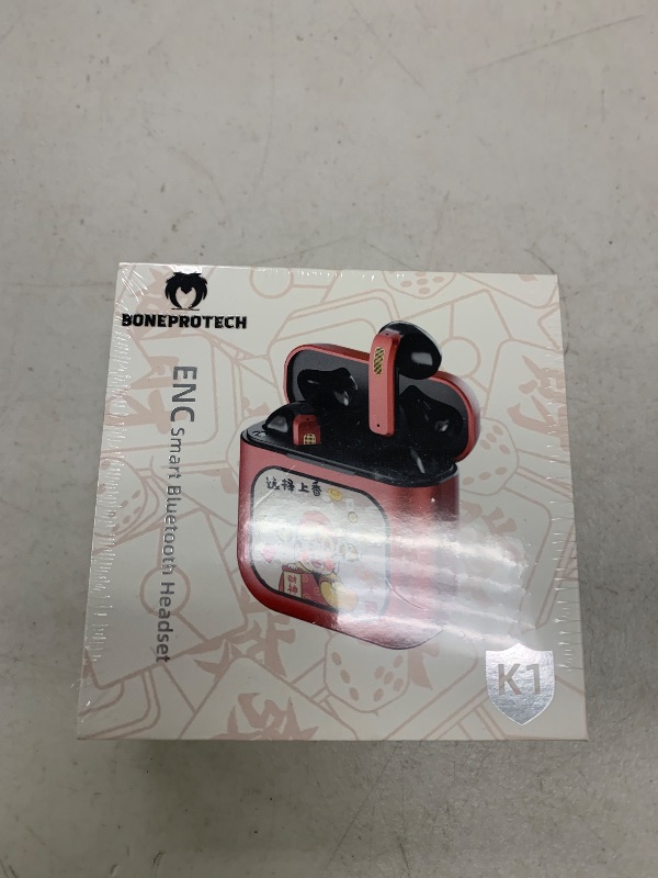 Photo 1 of BONEPROTECH Premier Bluetooth Smart Touch Headset, Customizable Screen Saver, Control Social Media, Make and end Calls, and Messeging Display. Advanced V5.3 Technologies (Red)
