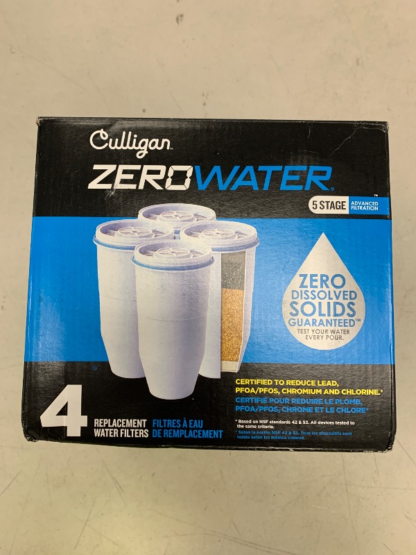 Photo 1 of Culligan ZeroWater Official Replacement Filter - 5-Stage 0 TDS Filter Replacement - System IAPMO Certified to Reduce Lead, Chromium, and PFOA/PFOS, 4-Pack