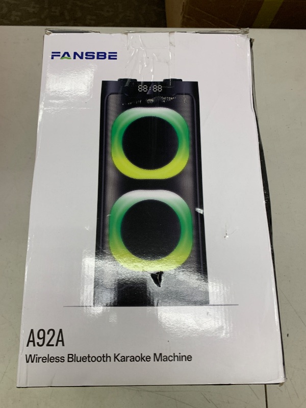 Photo 1 of Fansbe Direct Karaoke Machine Bluetooth 2 Microphones, Karaoke Machine Adults Big Party, Karaokee Machines Bluetooth Sound Effects Light EQ Echo USB TF AUX TWS Remote Control Outdoor/Indoor, Black