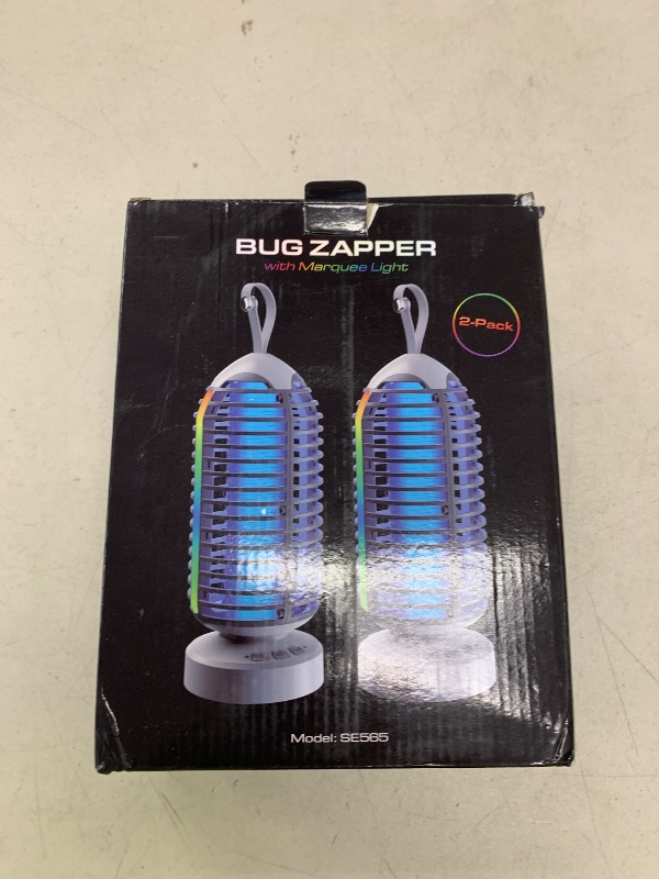 Photo 1 of Bug Zapper with Marquee Light, Mosquito Zapper Indoor Outdoor, 4000mAh, Smart Auto On/Off Rechargeable Fly Zapper, Portable Waterproof Insect Killer for Home, Kitchen, Patio, Camping, Party - 2 Packs