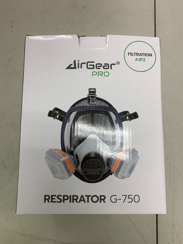 Photo 1 of AirGearPro G-750 Respirator Full Face Mask with A1P2 Filters Anti-Gas, Anti-Dust | Gas Mask Ideal for Painting, Woodworking, Construction, Sanding, Spraying, Chemicals, DIY etc