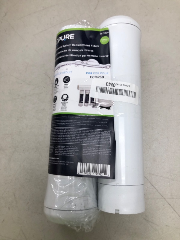 Photo 1 of EcoPure Reverse Osmosis Under Sink Replacement Water Filter Set (ECOROF) | NSF Certified | Fits ECOP30 System | 6-Month Filter Life