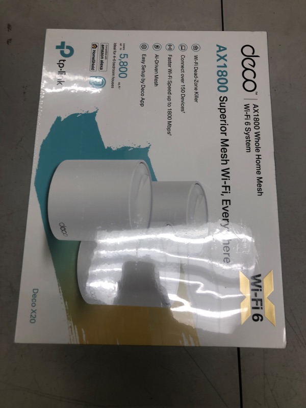 Photo 1 of TP-Link Deco WiFi 6 Mesh System(Deco X20) - Covers up to 5800 Sq.Ft, Replaces Wireless Routers and Extenders(3-Pack, 6 Ethernet Ports in Total, Supports Wired Ethernet Backhaul)