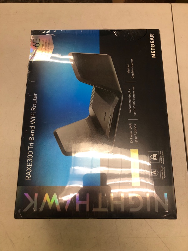 Photo 1 of NETGEAR Nighthawk Tri-Band WiFi 6E Router (RAXE300) - Security Features, AXE7800 Wireless Gigabit Speed (Up to 7.8Gbps), New 6GHz Band, 8-Streams Cover up to 2,500 sq. ft., 40 Devices