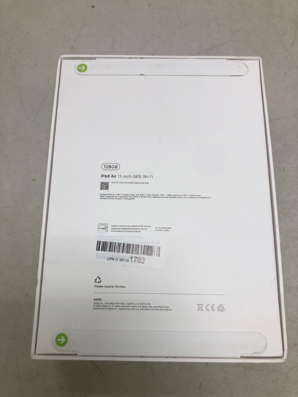Photo 1 of Apple iPad Air 11-inch with M3 chip Built for Apple Intelligence, Liquid Retina Display, 128GB, 12MP Front/Back Camera, Wi-Fi 6E, Touch ID, All-Day Battery Life — Blue